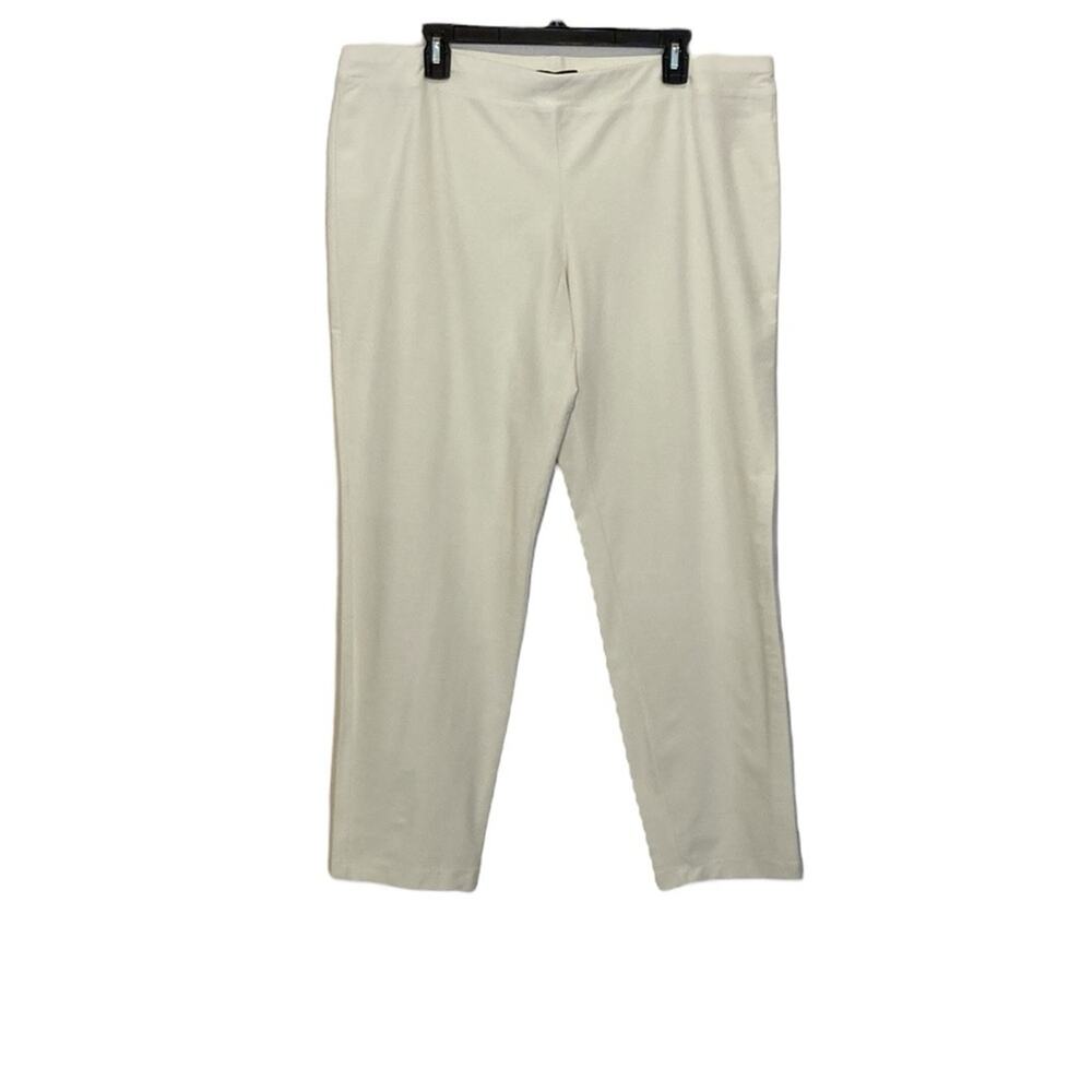 Eileen Fisher White Summer Stretch Crape Slim Ankle Pant Size 1X